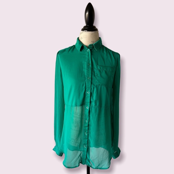 Free People Semi Sheer Long Sleeve Blouse Small - Picture 3 of 15